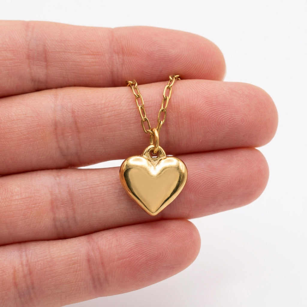 Heart On and String- Stainless Steel Gold Necklace