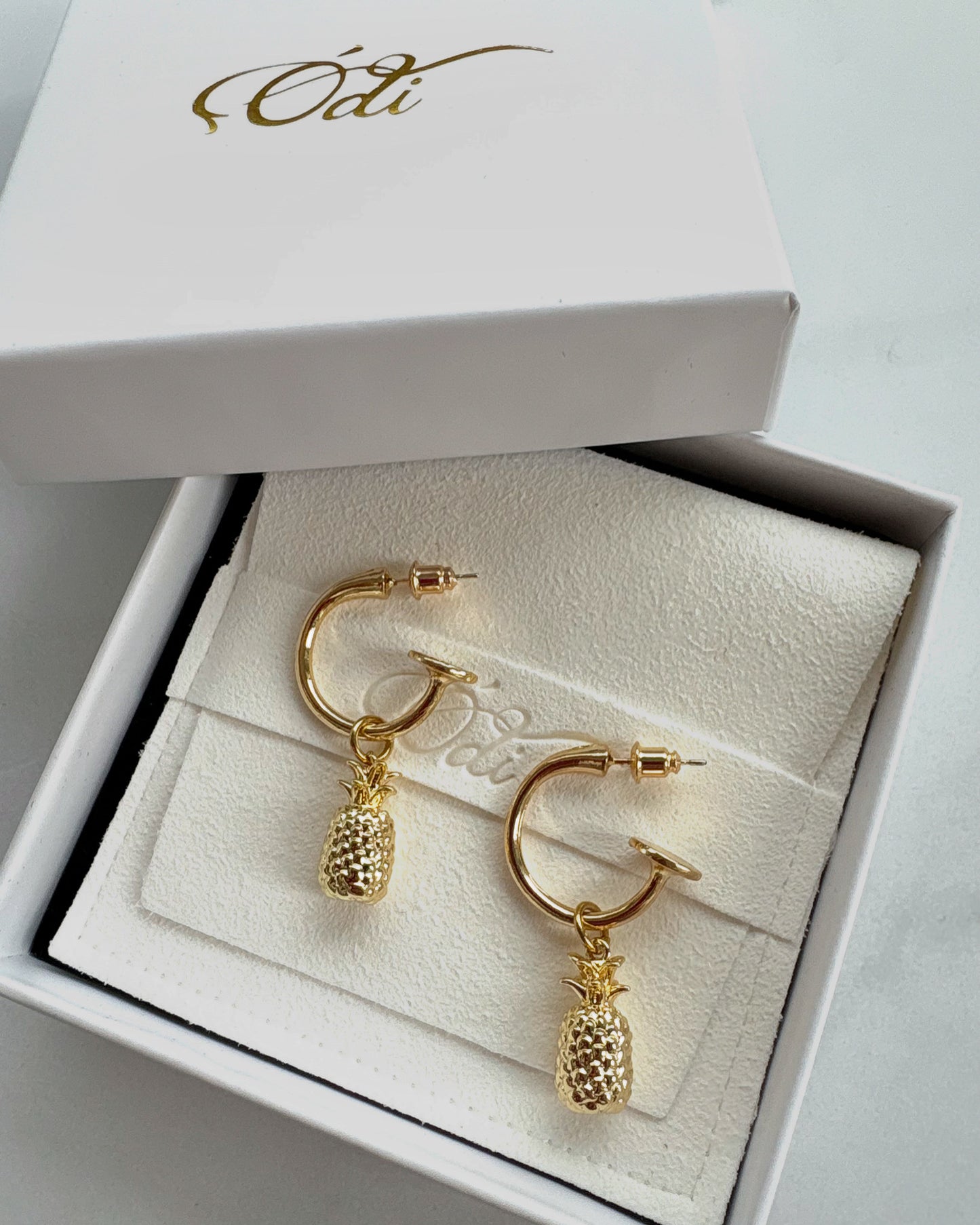 Pina Colada Pineapple Tropical Holiday Earrings-Gold