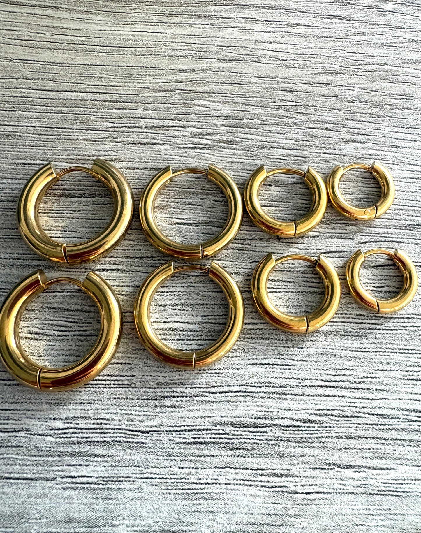 Plain & Layering Hoops Stainless Steel Gold