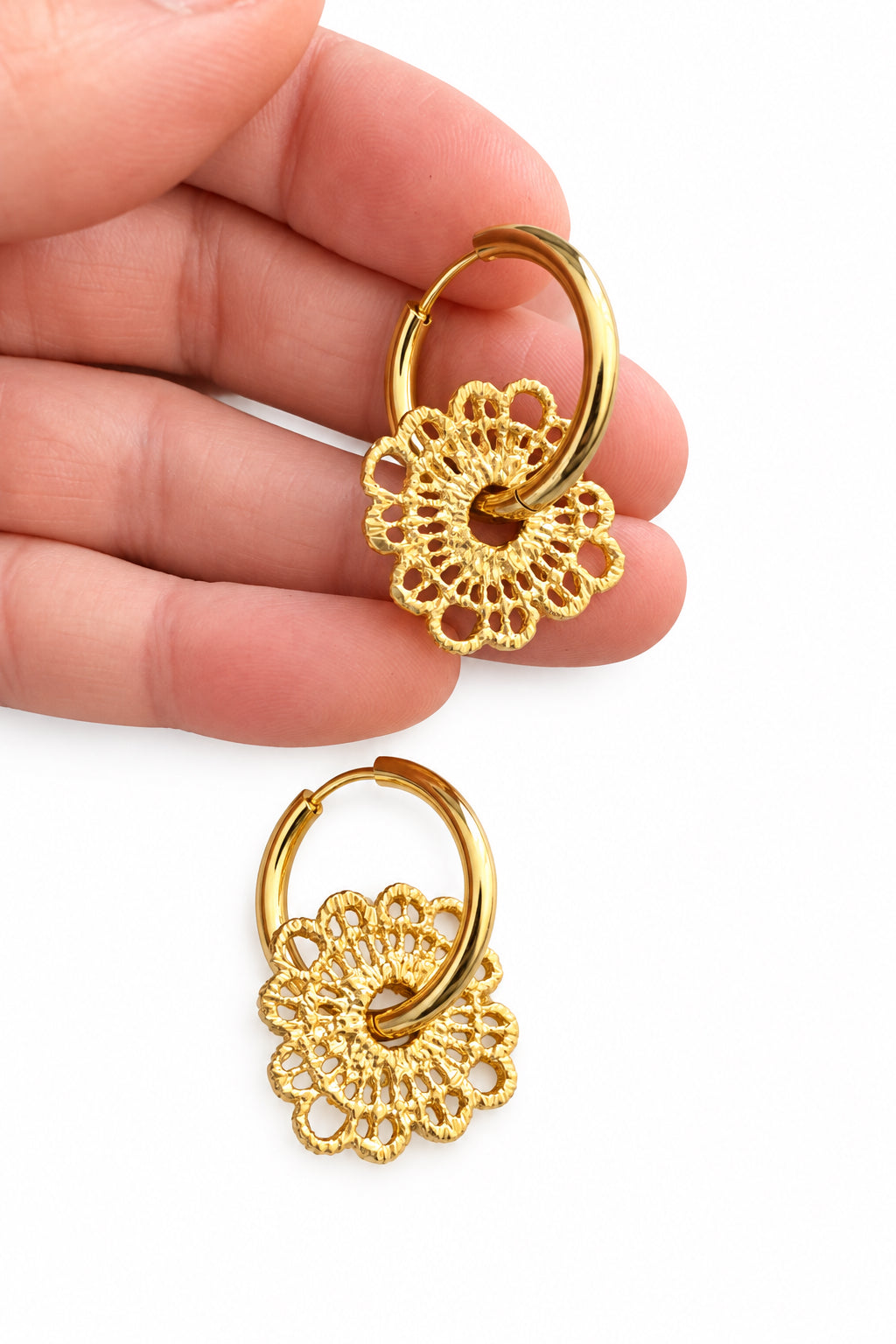 lace Hoops Gold or Silver