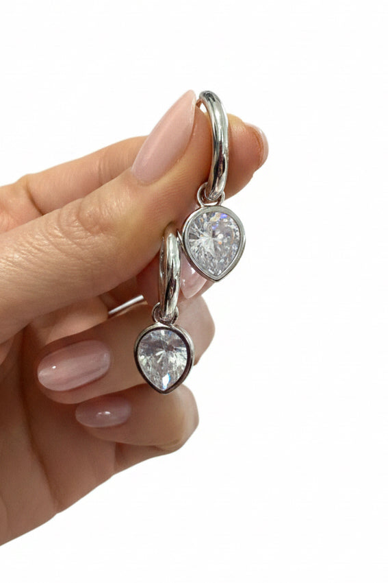 Ice Dewdrop Hoops Silver
