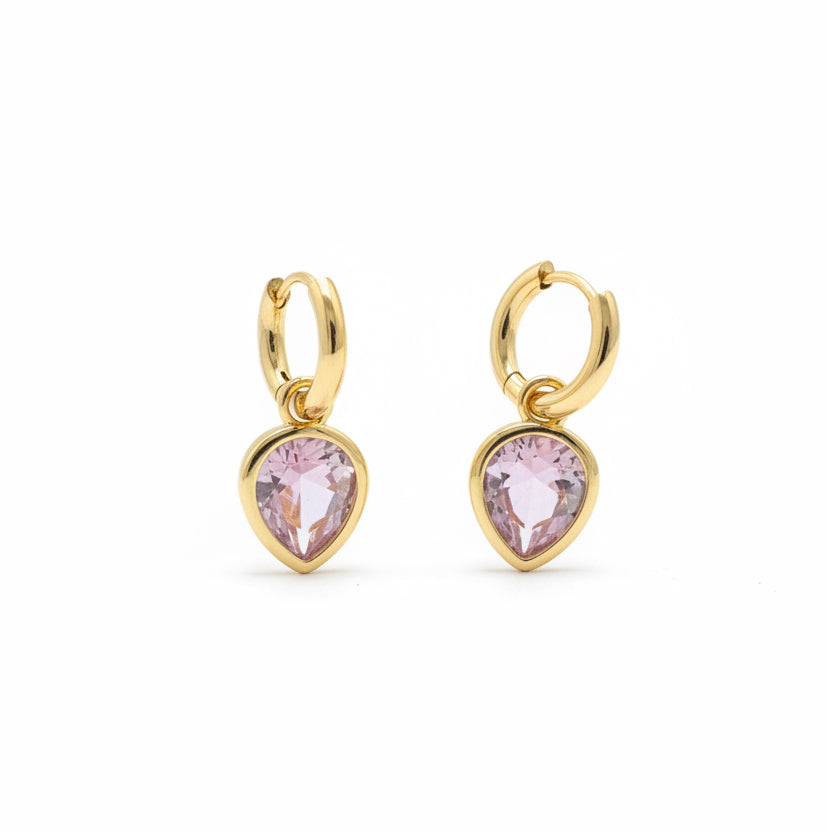Rose Pink Dewdrop Huggies Gold