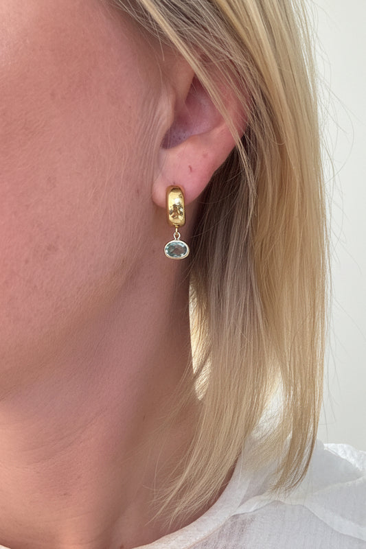 Aquamarine Droplets on Gold Huggies