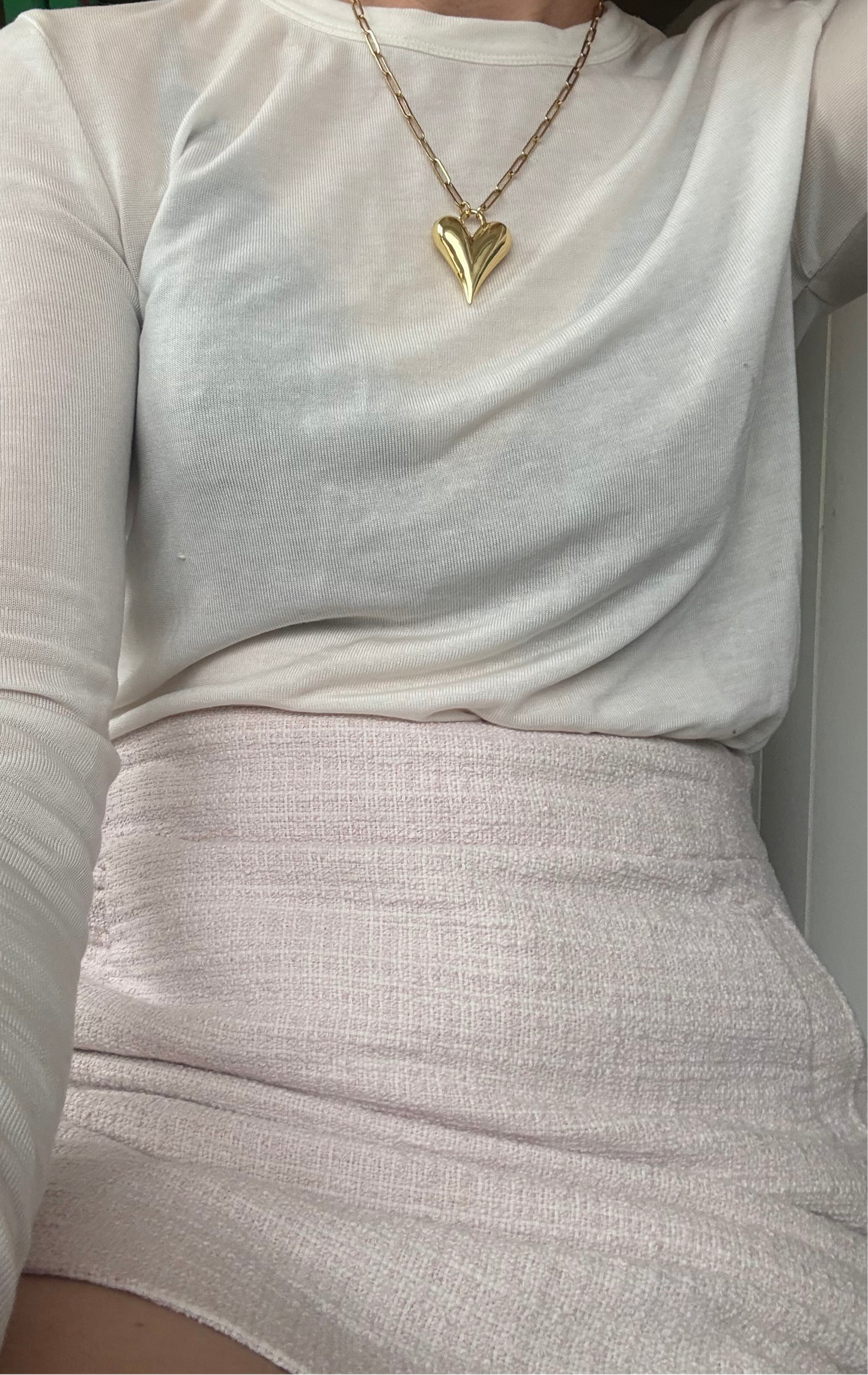 Modern Hearts Necklace Long Gold