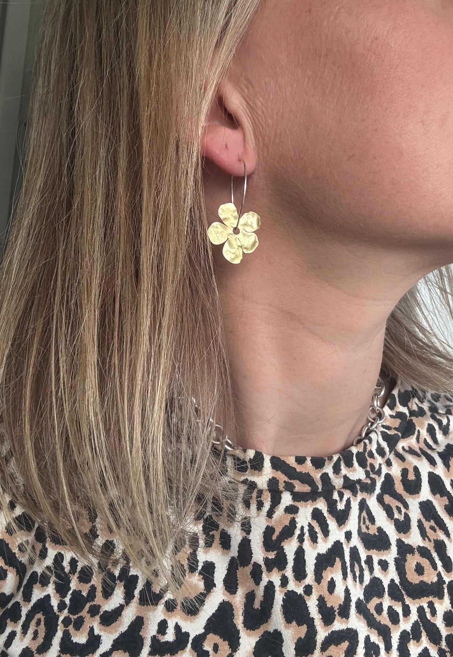 Daisy Hoops Sterling Silver and brass Contrasts Collection