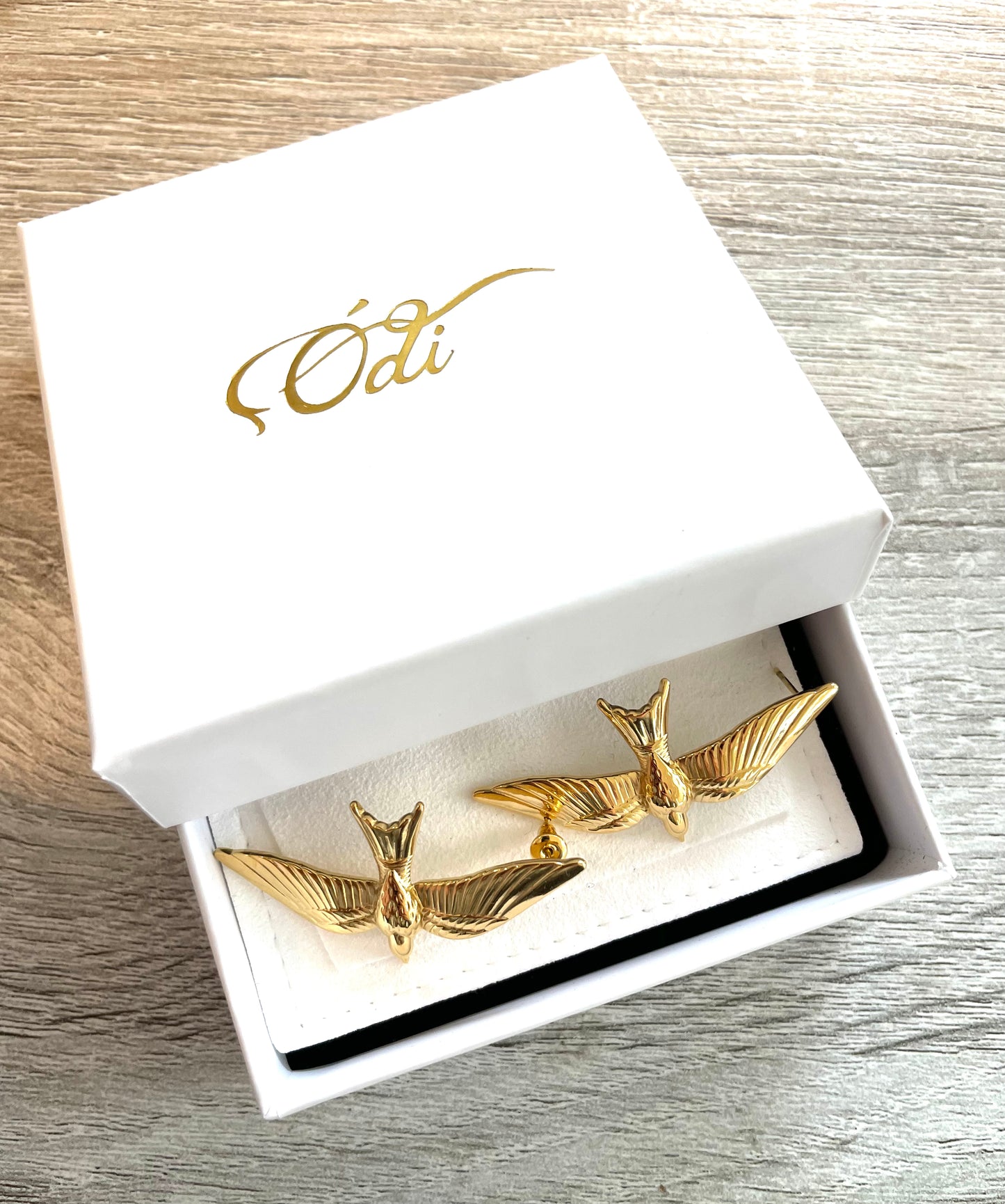 Odi Boutique Jewellery-Soaring Bird-Gold-PVD plated Stainless Steel-Earrings