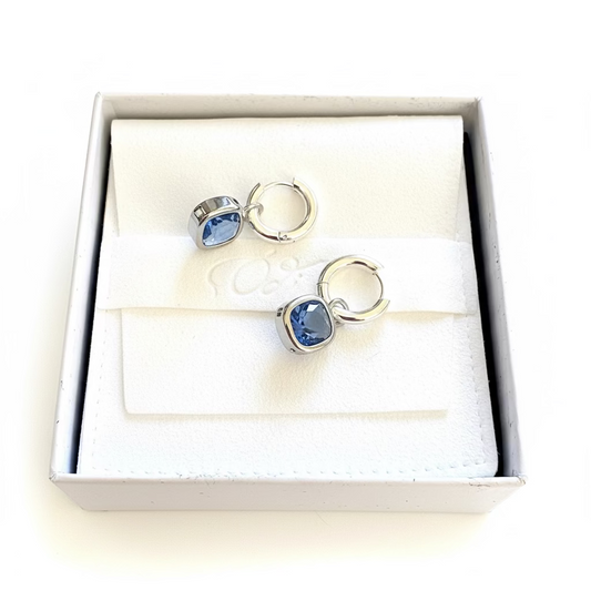 Sapphire Blue- Silver -Cushion Huggies