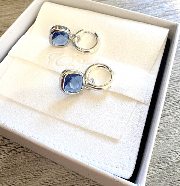 Sapphire Blue- Silver -Cushion Huggies