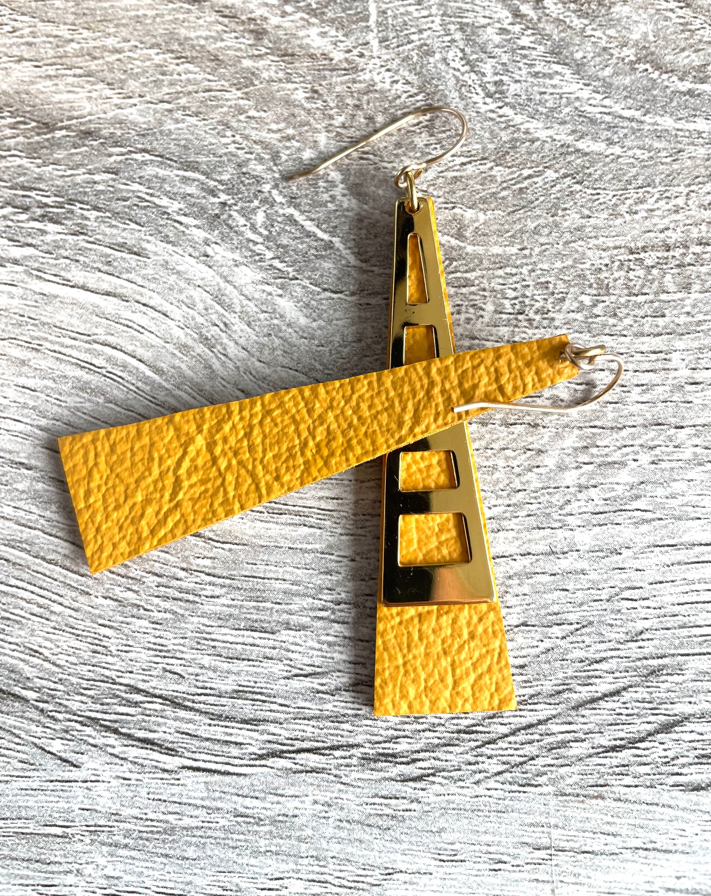 Tower Earrings -Mustard yellow- open work Version