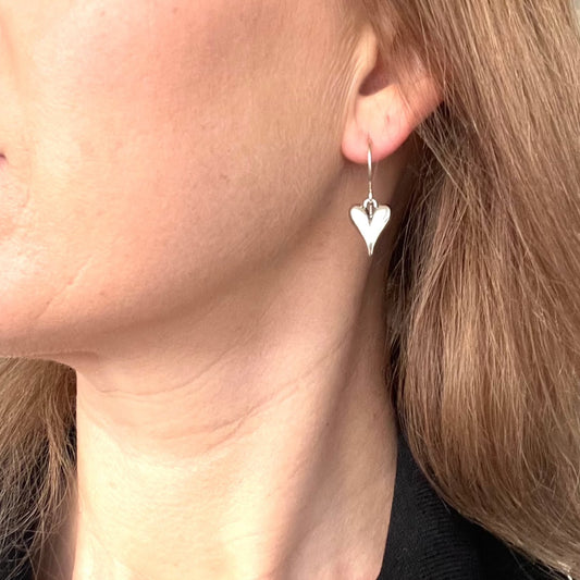 Modern Hearts- Earrings in Silver- small version #182
