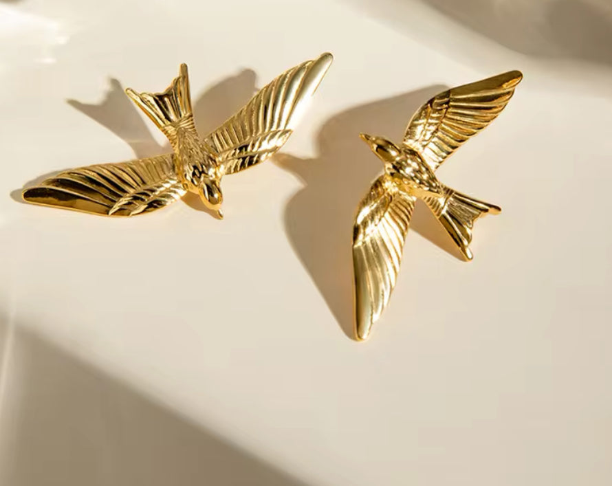 Odi Boutique Jewellery-Soaring Bird-Gold-PVD plated Stainless Steel-Earrings