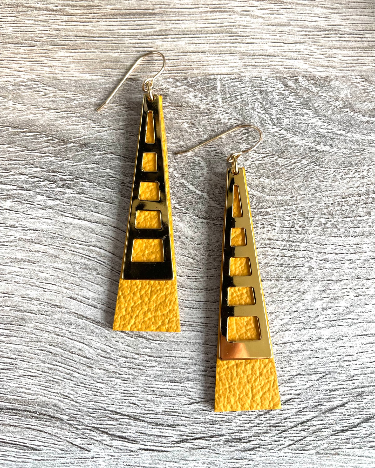 Tower Earrings -Mustard yellow- open work Version