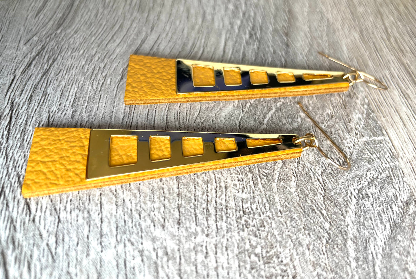 Tower Earrings -Mustard yellow- open work Version