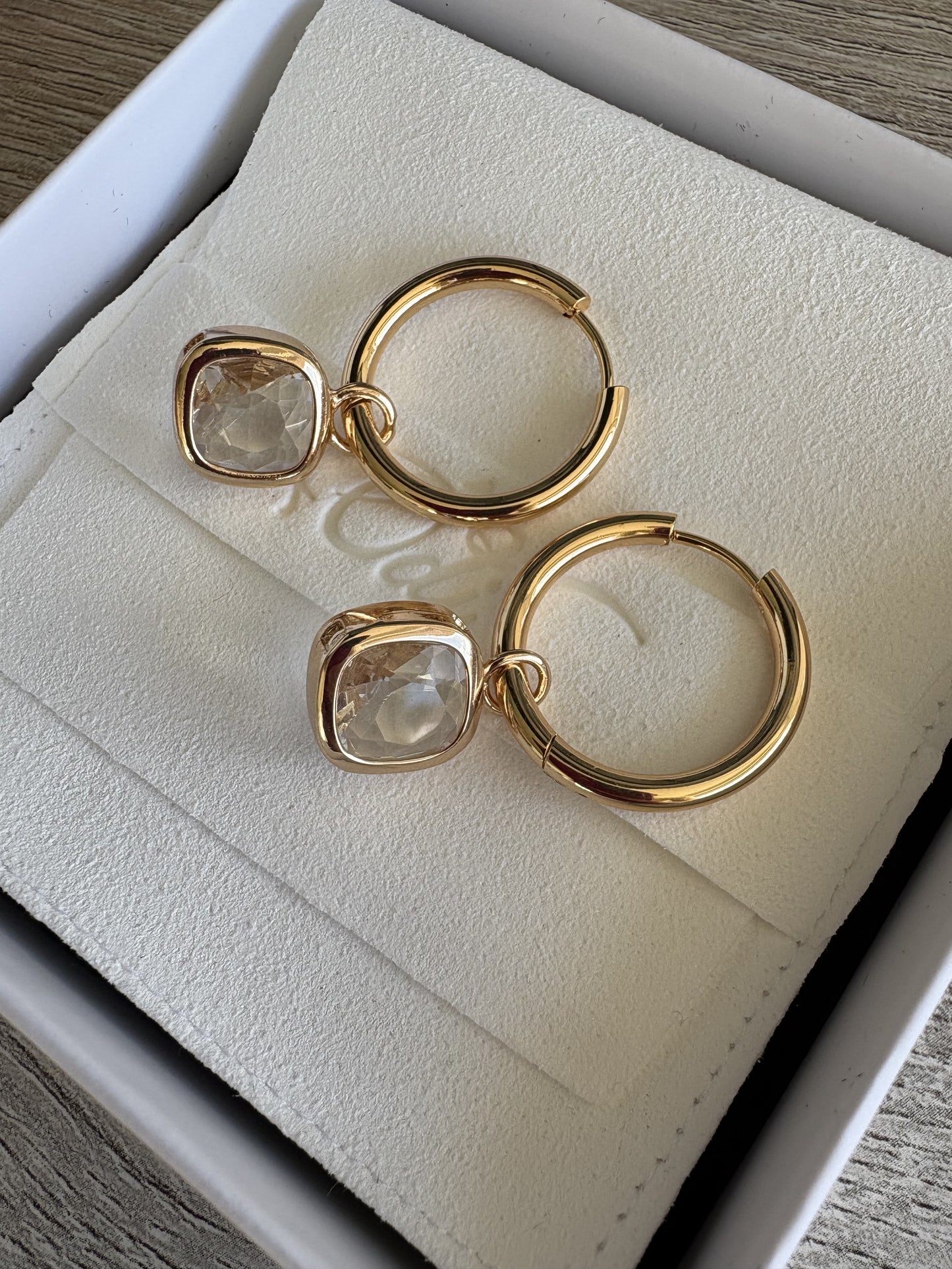 Glass Cushion Hoops Clear Sparkle