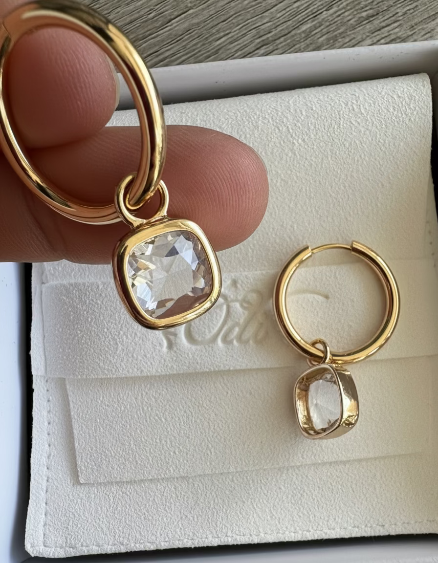 Glass Cushion Hoops Clear Sparkle