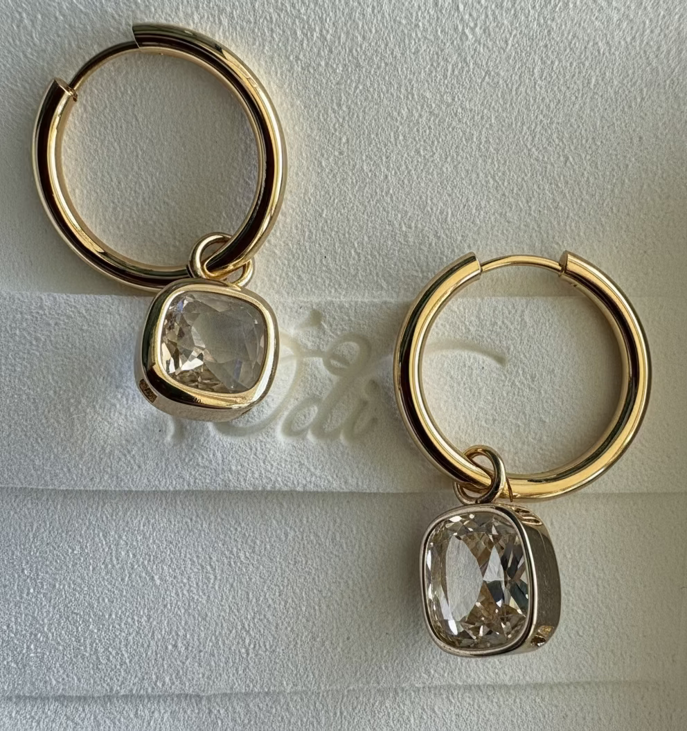 Glass Cushion Hoops Clear Sparkle