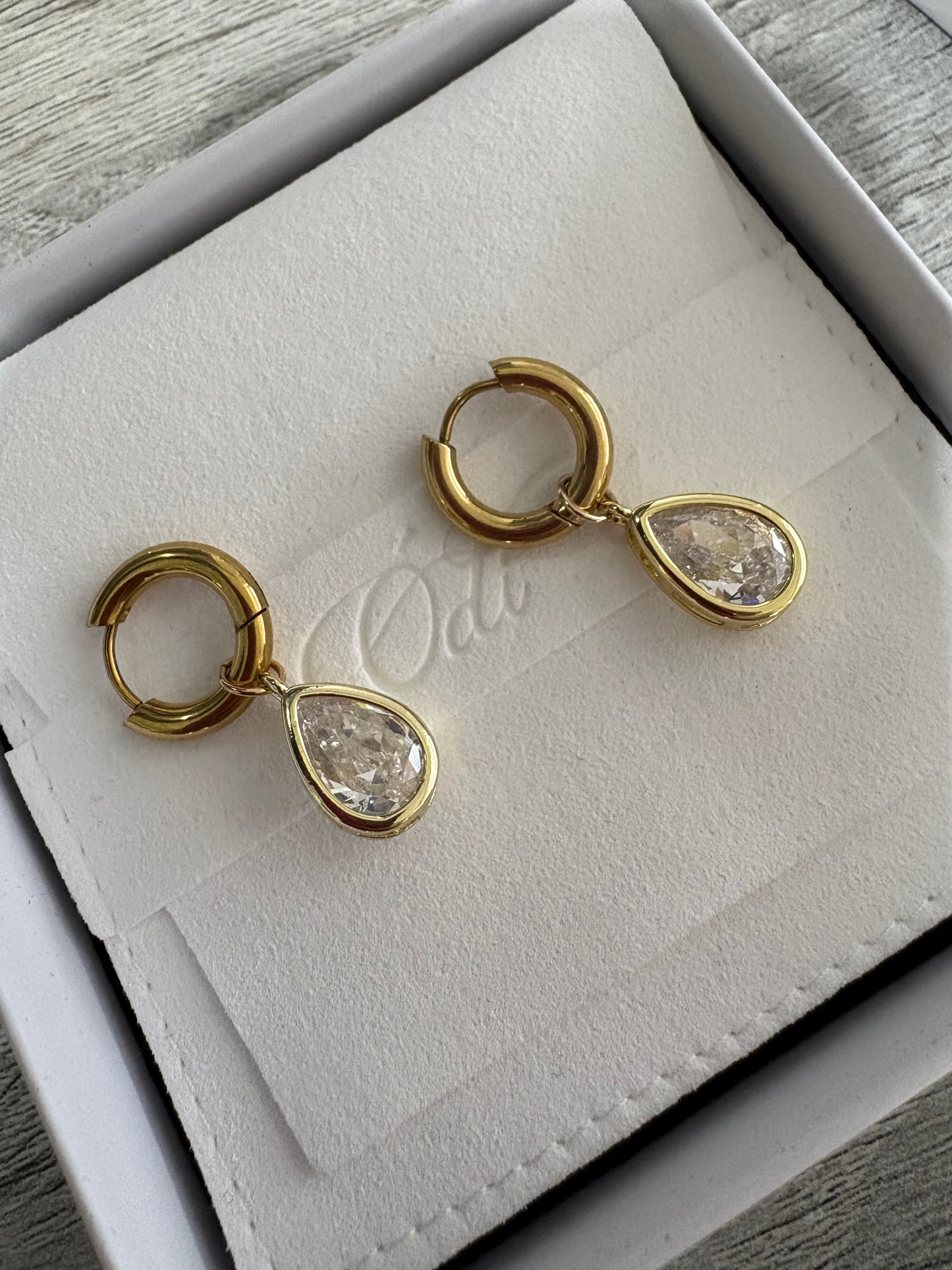 Sparkle Drop Tears - Gold Huggie