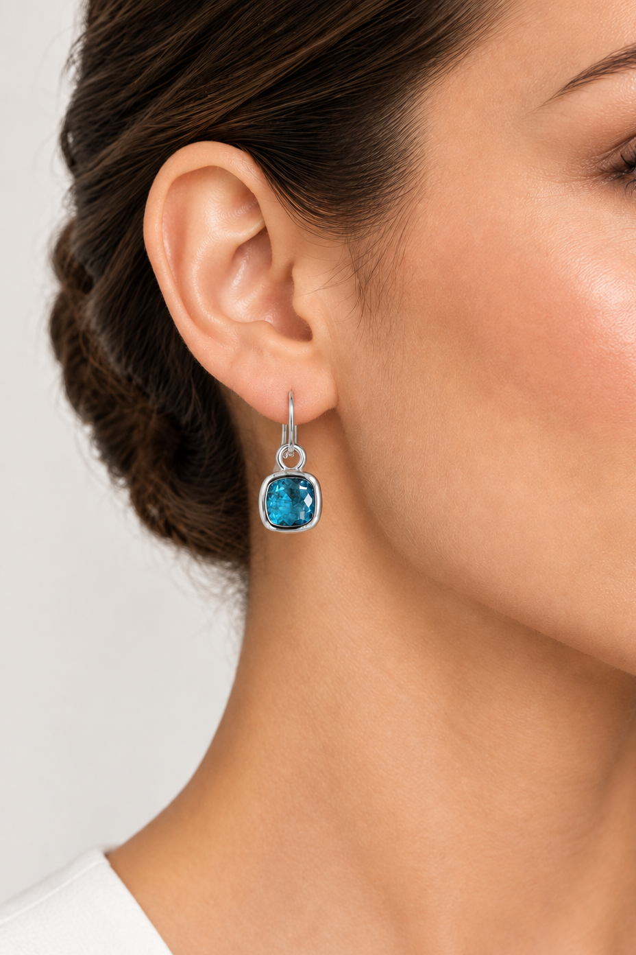 Aqua Silver Cushions on Sterling Silver Earwires