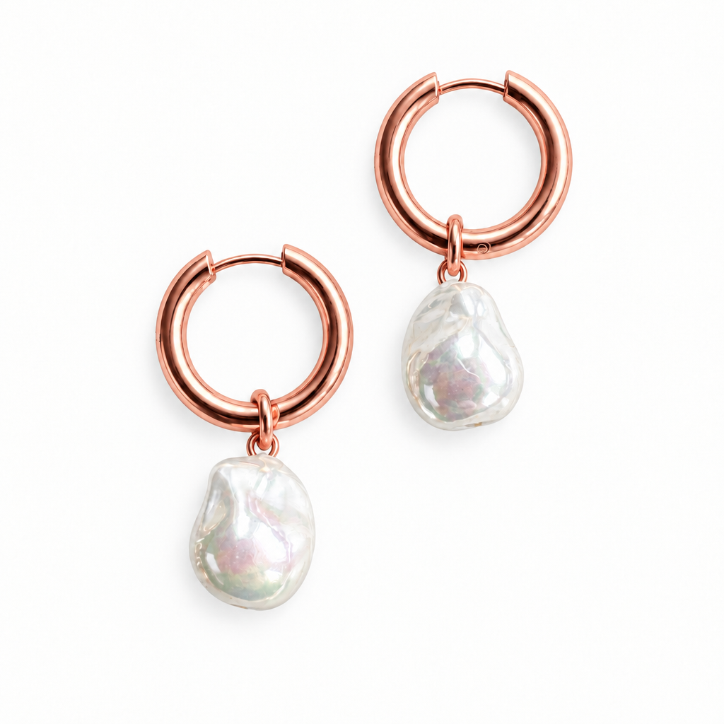 Baroque Pearl Hoops- Multiple Colour options