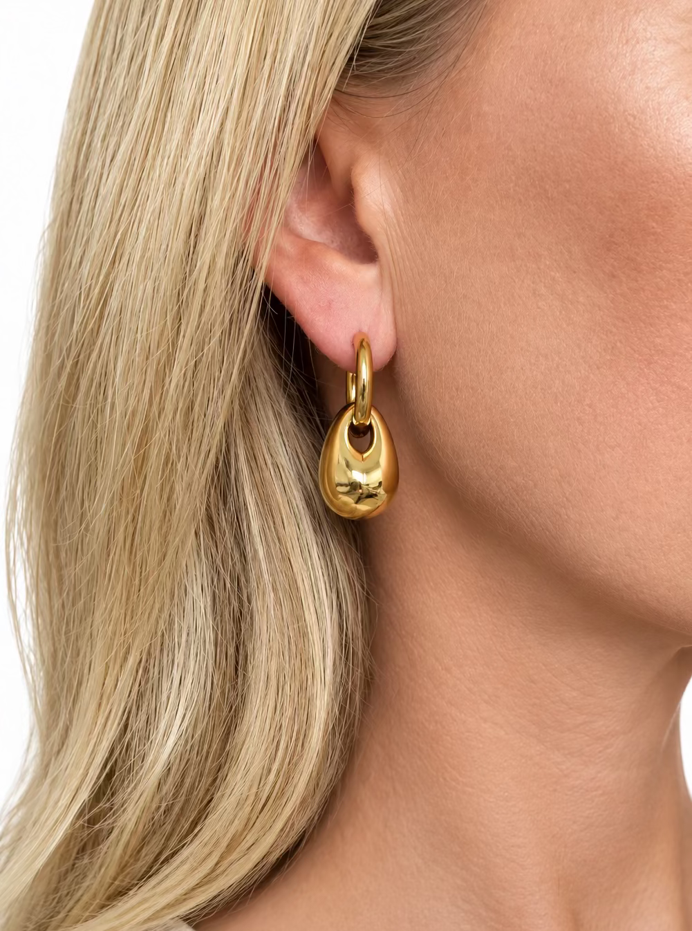 Metal Drop Hoops - Gold