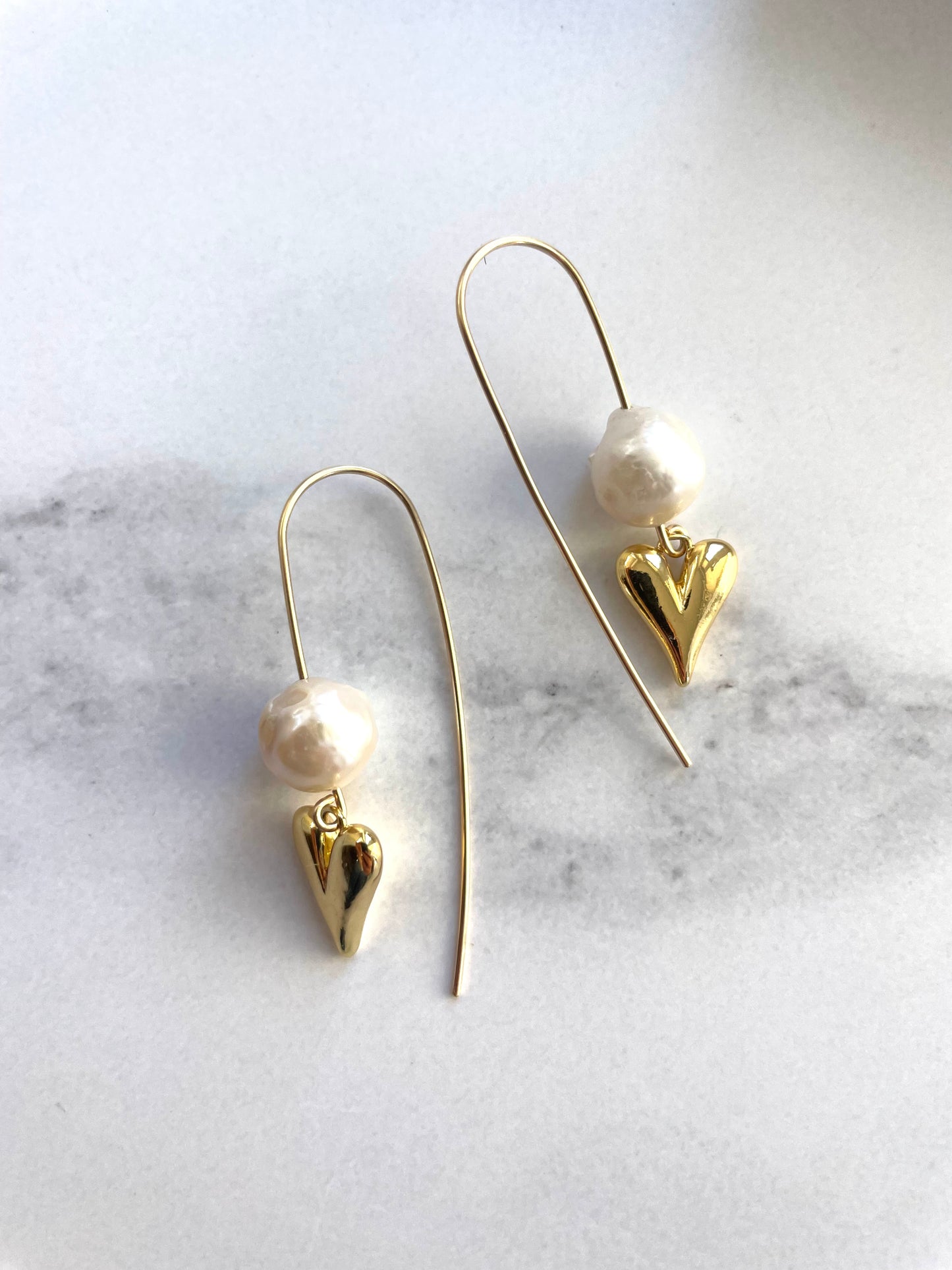 Modern Hearts & Pearls FW- Earrings  in Gold #181