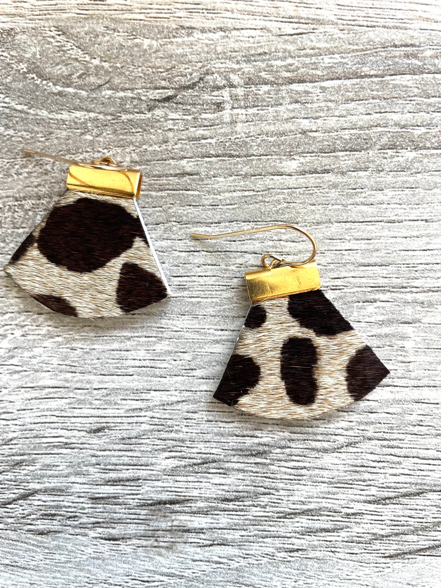 Cheetah Cowhide Leather Rounded Triangular Dangles