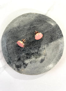 Luxe Resin Gold Filled Bubblegum Pink Leather Studs 12mm