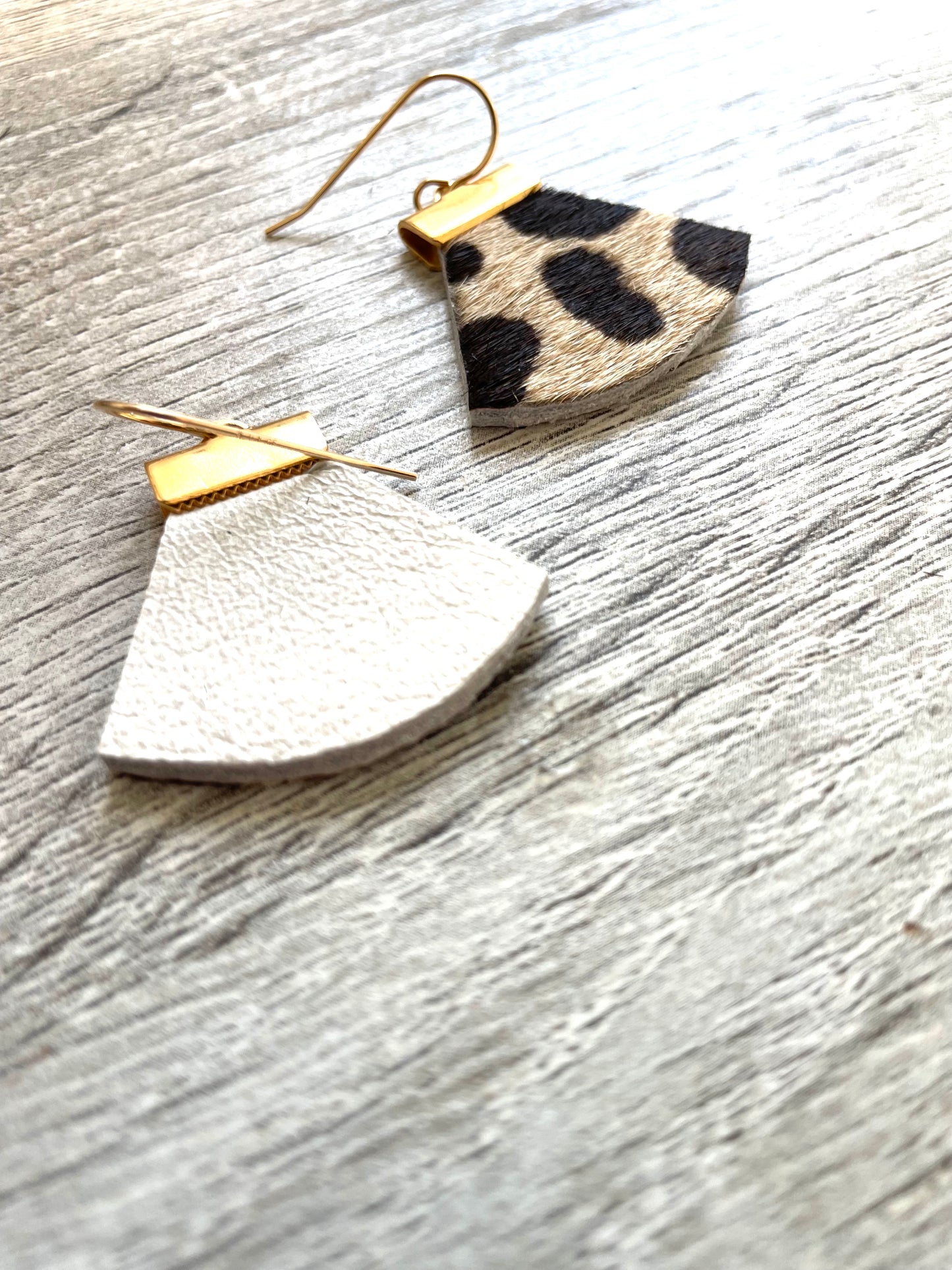 Cheetah Cowhide Leather Rounded Triangular Dangles