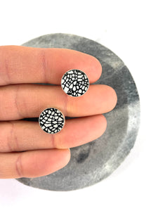 Luxe Resin Crackle Sterling Silver  Studs 12mm