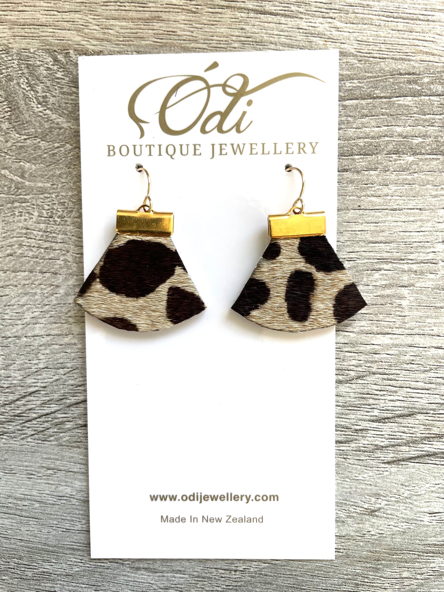 Cheetah Cowhide Leather Rounded Triangular Dangles