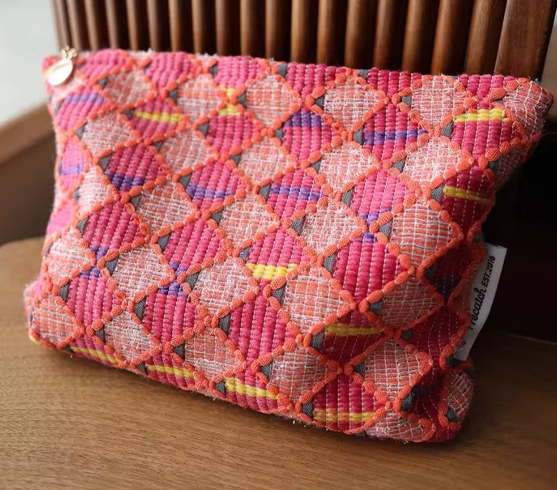 Womans Colourful woven Travel- makeup-Jewellery Bag