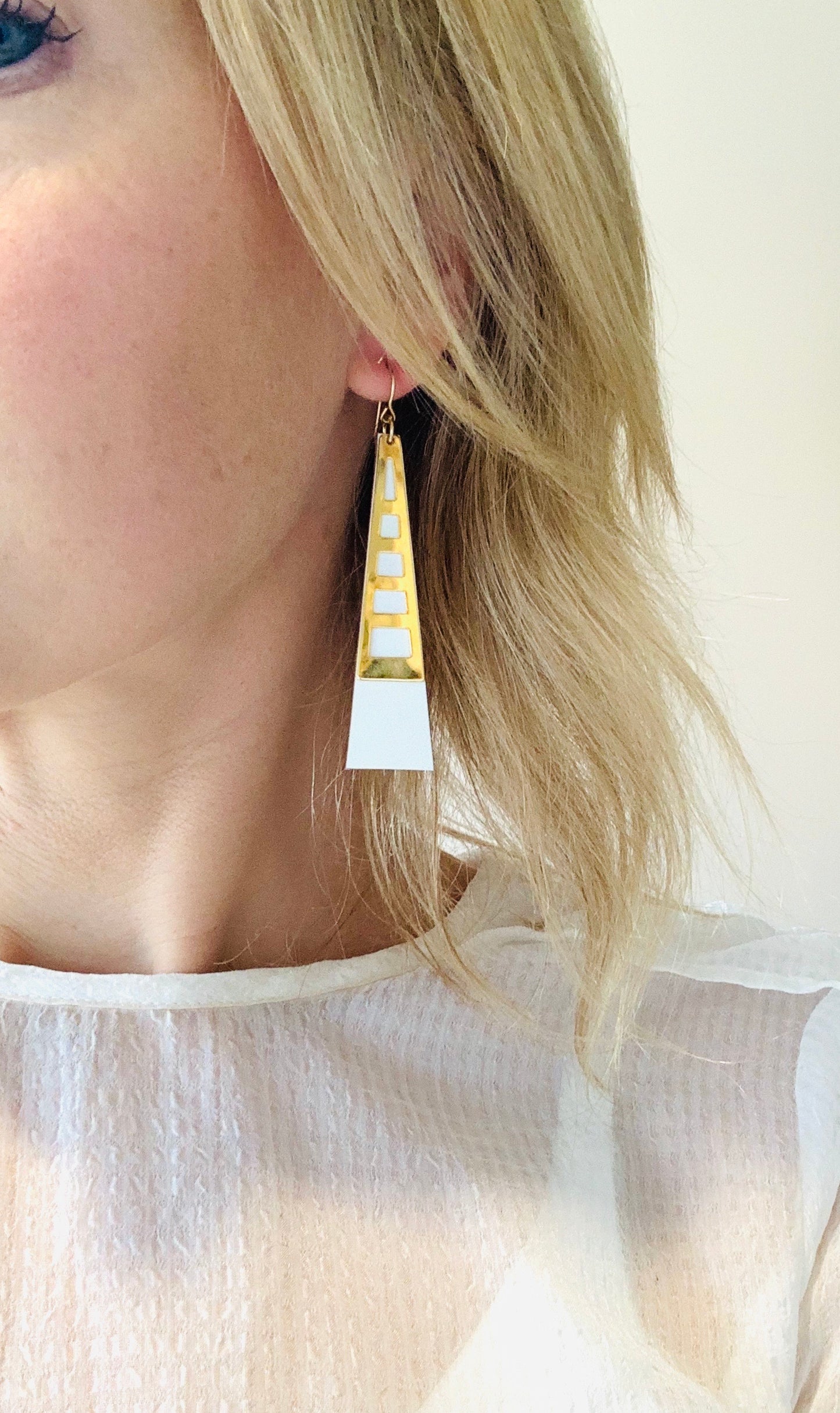 Tower Earrings -Mustard yellow- open work Version